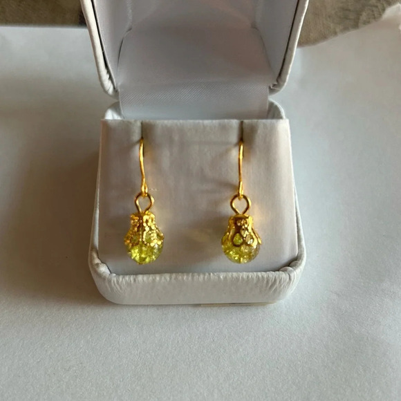 Source Unknown Jewelry - 3/$20 Green and White Dual Crystal Ornate Gold Plated Dangling Drop Earrings